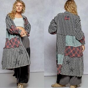 NEW POL Boho Twill Striped Patchwork Duster Jacket [SOLD OUT ON POL SITE]